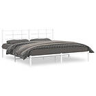 vidaXL Sängram med huvudgavel metall vit 193x203 cm