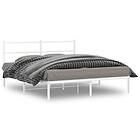 vidaXL Sängram med huvudgavel metall vit 150x200 cm
