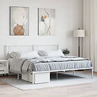 vidaXL Sängram med huvudgavel metall vit 193x203 cm