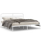 vidaXL Sängram med huvudgavel metall vit 193x203 cm