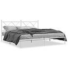 vidaXL Sängram med huvudgavel metall vit 180x200 cm
