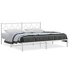vidaXL Sängram med huvudgavel metall vit 200x200 cm