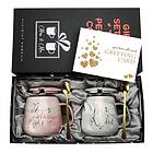 Sovyim Mr Right och Mrs Always Right Keramiska kaffemuggar Set med 2-13 Oz Par tekopp med lock och sked