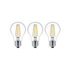 Philips LED-glödlampa Classic Standard 7W/827 (60W) Clear 3-pack E27