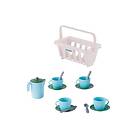 Cavallino Toys Crockery in Basket Blue 15 pieces.