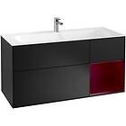 Villeroy & Boch FINION SERVANTSKAP 120 SVART MATT LAKK M/LYS HØYRESTILT PEONRØD 