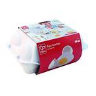 Hape Egg Carton, 3 Hard-Boiled Eggs with Easy-Peel Shell & 3 Fried Eggs, Wooden Realistic Educational Toy for Children 3+