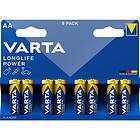 Varta 8-st Alkaliskt Batteri R6 (AA) Longlife Power