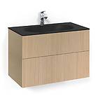 Macro Design Crown Line Servantskap 2-skuff med Glasservant Eik 80cm Glass Edge 