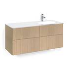 Macro Design Crown Line Servantskap 4-skuff med Høyre Glasservant 120cm Eik Glass Edge Hvit