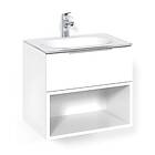 Macro Design Crown Open box Servantskap 2-skuff med Glasservant Hvit 60cm Glass 