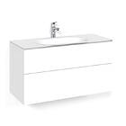 Macro Design Crown Plain/push-open Servantskap 2-skuff med Glasservant Hvit 100cm Glass Edge