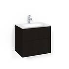 Macro Design Crown Line Servantskap 2-skuff med Glasservant Svart eik 60cm Glass Edge Hvit