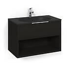 Macro Design Crown Open box Servantskap 2-skuff med Glasservant Svart eik 80cm Glass Edge
