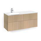 Macro Design Crown Line Servantskap 4-skuff med Venstre Glasservant 120cm Eik Glass Edge Hvit