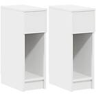 vidaXL Sängbord 2 st med låda vit 20x36x60 cm