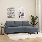 vidaXL 3-sitssoffa med fotpall mörkgrå 180 cm sammet