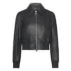 Mango Leather Jacket With Elasticated Hem (Dam)