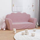 vidaXL Barnsoffa 2-sits rosa mjuk plysch