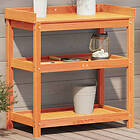 vidaXL Växtbord med hyllor brun 82,5x45x86,5 cm massiv furu