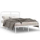 vidaXL Sängram med huvudgavel metall vit 140x200 cm