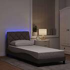vidaXL Sängram med LED utan madrass Taupe 90x190 cm tyg