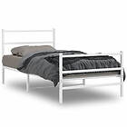vidaXL Sängram med huvudgavel och fotgavel vit metall 100x200 cm