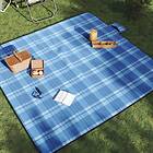 vidaXL Picknickfilt vikbar blå pläd 200x200 cm sammet