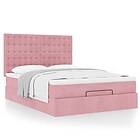 vidaXL Ottoman sängram med madrasser rosa 140x190 cm sammet