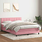 vidaXL Ramsäng med madrass rosa 140x220 cm sammet