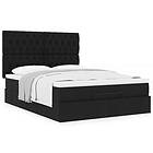 vidaXL Ottoman sängram med madrass svart 140x190 cm tyg