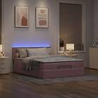 vidaXL Ottoman sängram med madrass rosa 140x190 cm sammet
