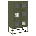 vidaXL Highboard olivgrön 68x39x123 cm stål