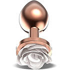 AfterDark Rosegold Metal Anal Plug With White Rose Small