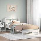 vidaXL Säng med bokhylla utan madrass vit 90x190cm massiv furu