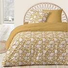 Parure housse de couette en polycoton motif floral Drap offert COUTURE jaune 260x240 cm