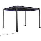 Habrita Pergola bioclimatique motorisée Aluminium 11,83m² rubans LED Gris anthracite