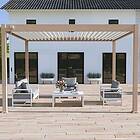 OMBREA Pergola Bioclimatique autoportée 3X4 m Aluminium Beige agate/blanc VS