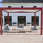 OMBREA Pergola Bioclimatique autoportée 3x4 m Aluminium Rouge basque/blanc VS