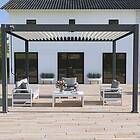 OMBREA Pergola Bioclimatique autoportée 3X4 m Aluminium Noir charbon/blanc VS