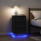 vidaXL Sängbord med LED-lampor svart 38x34x65 cm