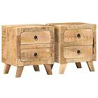 vidaXL Sängbord 2 st 40x32x46 cm massivt trä grov mango