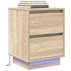 vidaXL Sängbord med LED-lampor sonoma-ek 38x34x50 cm