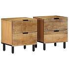 vidaXL Sängbord 2 st brun 40x33x46 cm mango i massivt trä