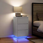 vidaXL Sängbord med LED-lampor vit 38x34x65 cm