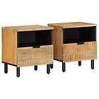 vidaXL Sängbord 2 st brun 40x33x46 cm mango i massivt trä