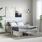 vidaXL Sängram med huvudgavel och fotgavel vit metall 160x200 cm