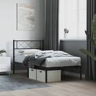 vidaXL Sängram med huvudgavel metall svart 75x190 cm