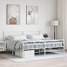 vidaXL Sängram med huvudgavel och fotgavel vit metall 200x200 cm