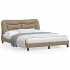 vidaXL Sängram med LED-belysning cappuccino 160x200 cm konstläder